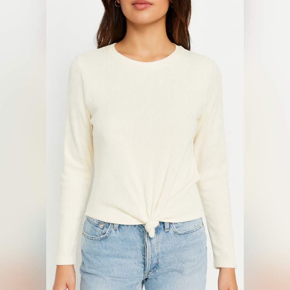 Madewell Texture & Thread Jacquard Tie Front Longsleeve Top Size Large